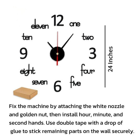 3D Wooden Wall Clock Black White 24" - image 2