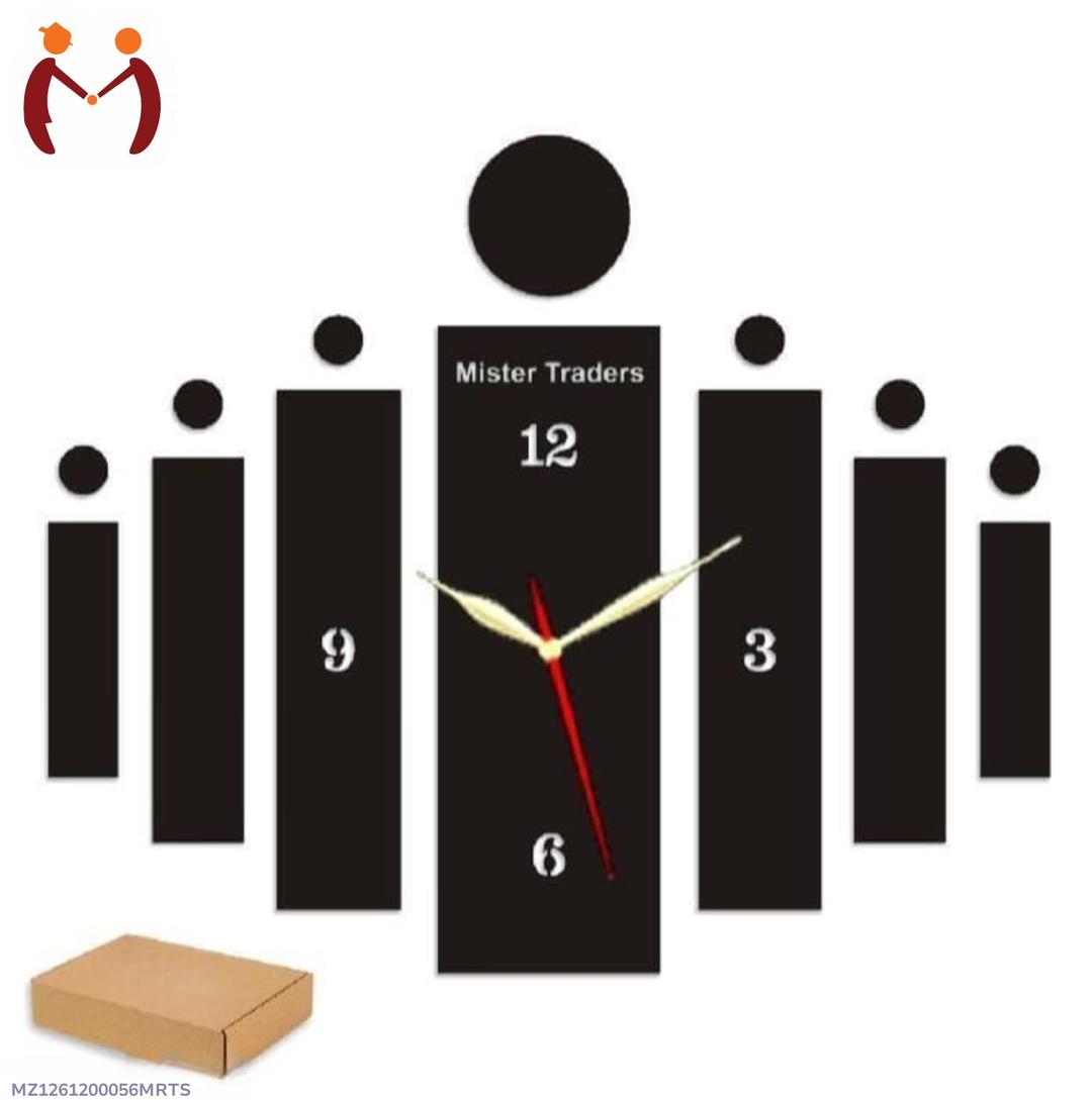 3D Wooden Wall Clock Black Modern Design - image 4