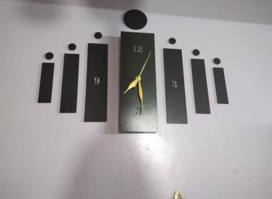 3D Wooden Wall Clock Black Modern Design - image 2