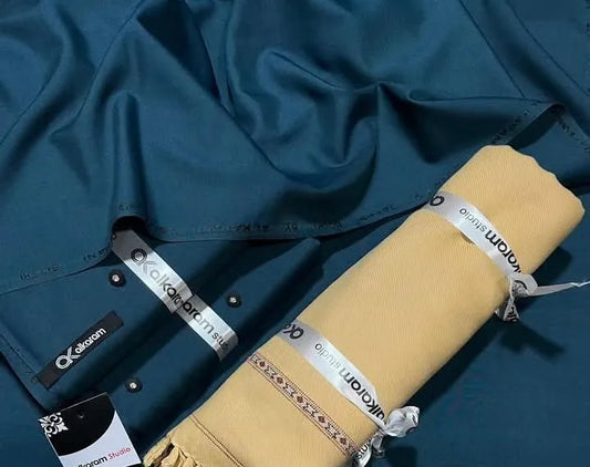 Premium Quality Blue Suit with Wool Shawl for Winter Formal Wear - image 2