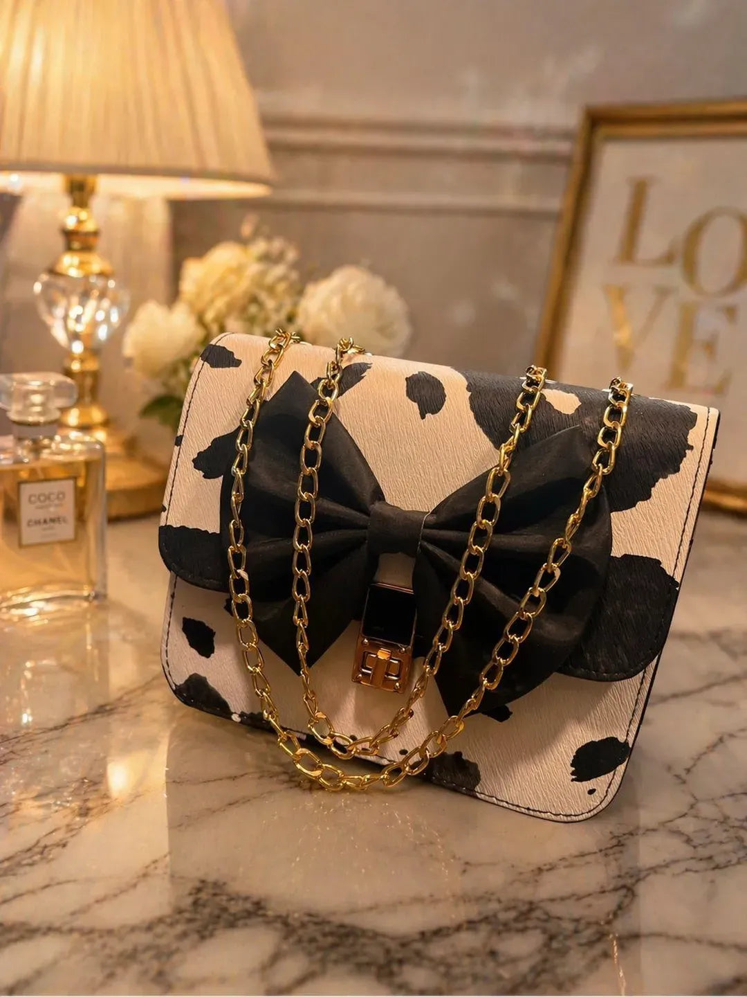 Beige Cowhide Chain Crossbody Bag for Girls - image 1