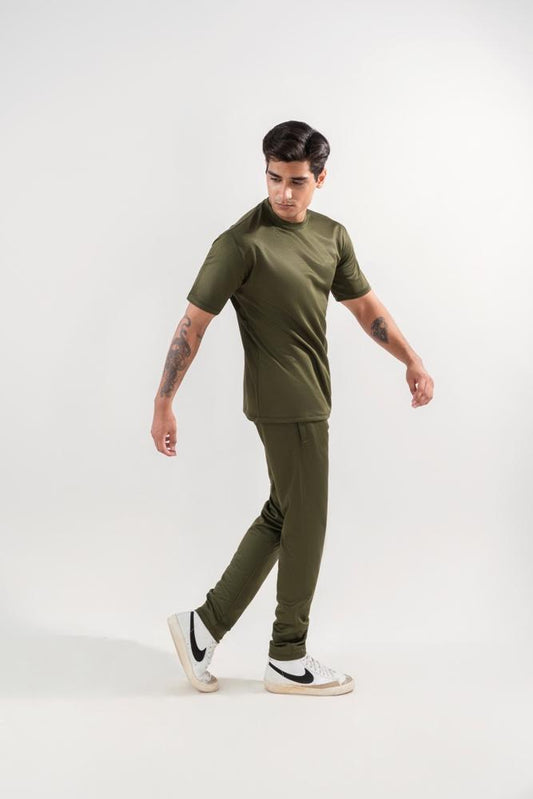 Men's Green Dri Fit 2 Pcs Track Suit Slim Fit - image 2