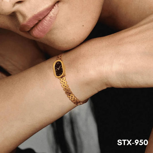 Golden Roman Numeral Watch for Women with Chain Bracelet - image 2