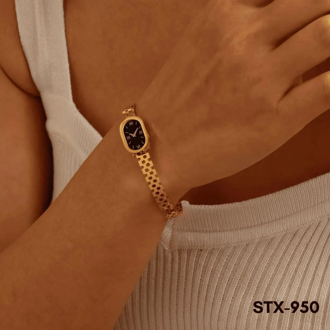 Golden Roman Numeral Watch for Women with Chain Bracelet - image 5