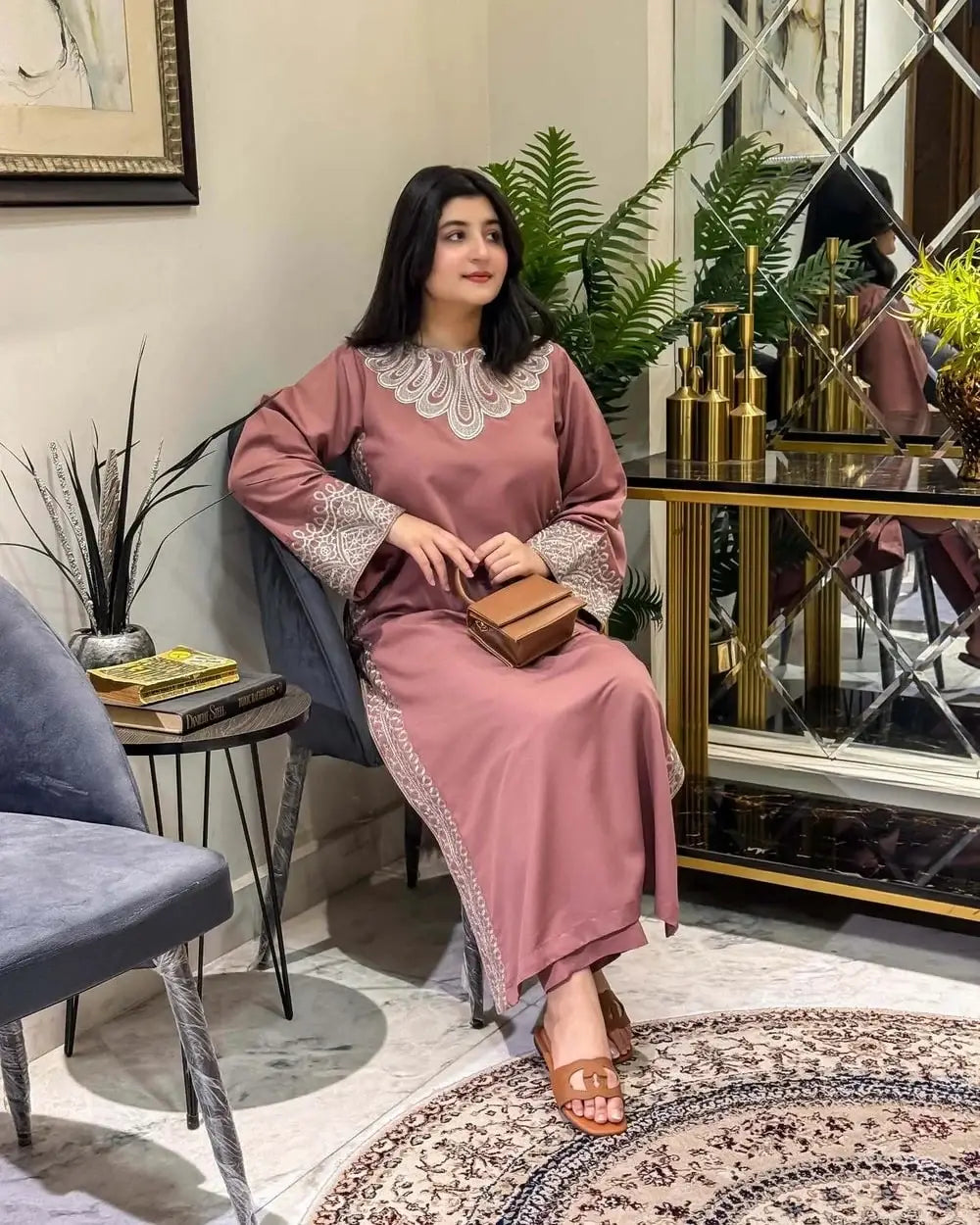 Stylish Women’s Stitched Cotton Embroidered Shirt And Trouser Set - 2 Pcs - image 6