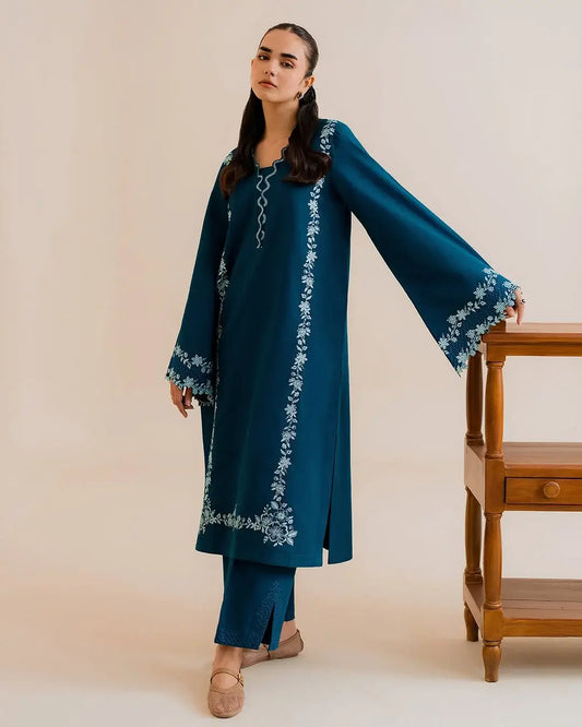 Stylish Embroidered Shirt and Trouser Set - 2 Pcs - image 2