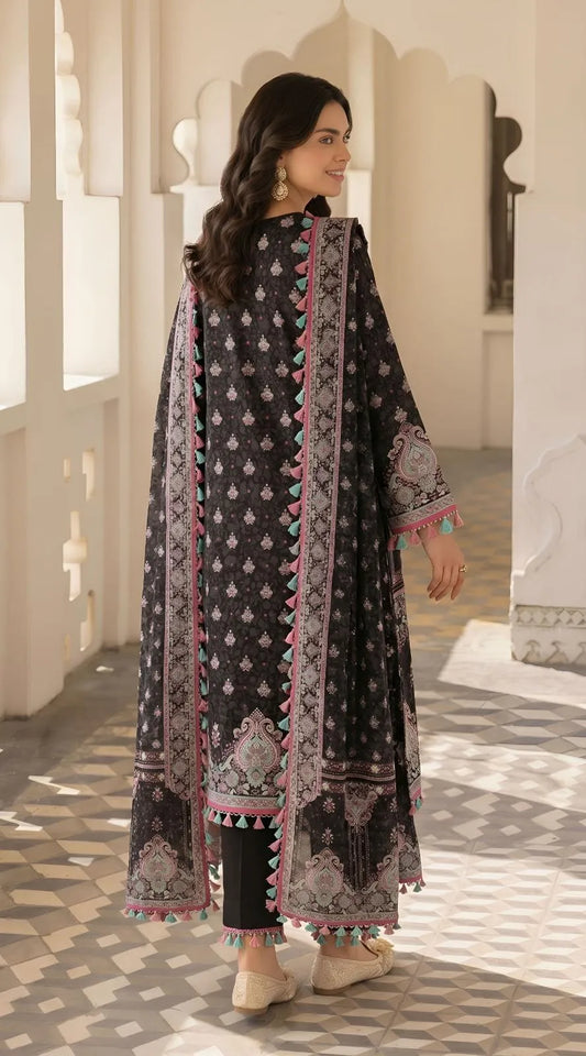 Black Embroidered Pajama Set for Women - image 2