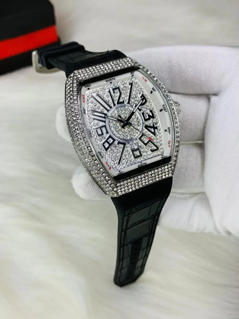 Men's Luxury Fashion Watch with Working Date & Textured Strap - Black - image 10