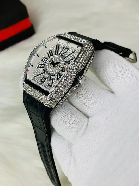 Men's Luxury Fashion Watch with Working Date & Textured Strap - Black - image 2