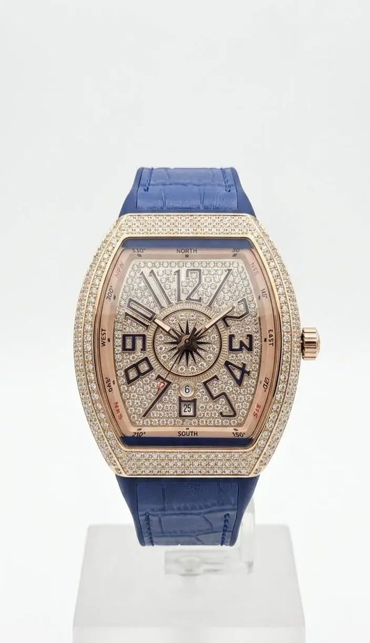 Men's Luxury Fashion Watch with Working Date & Textured Strap - Blue - image 2
