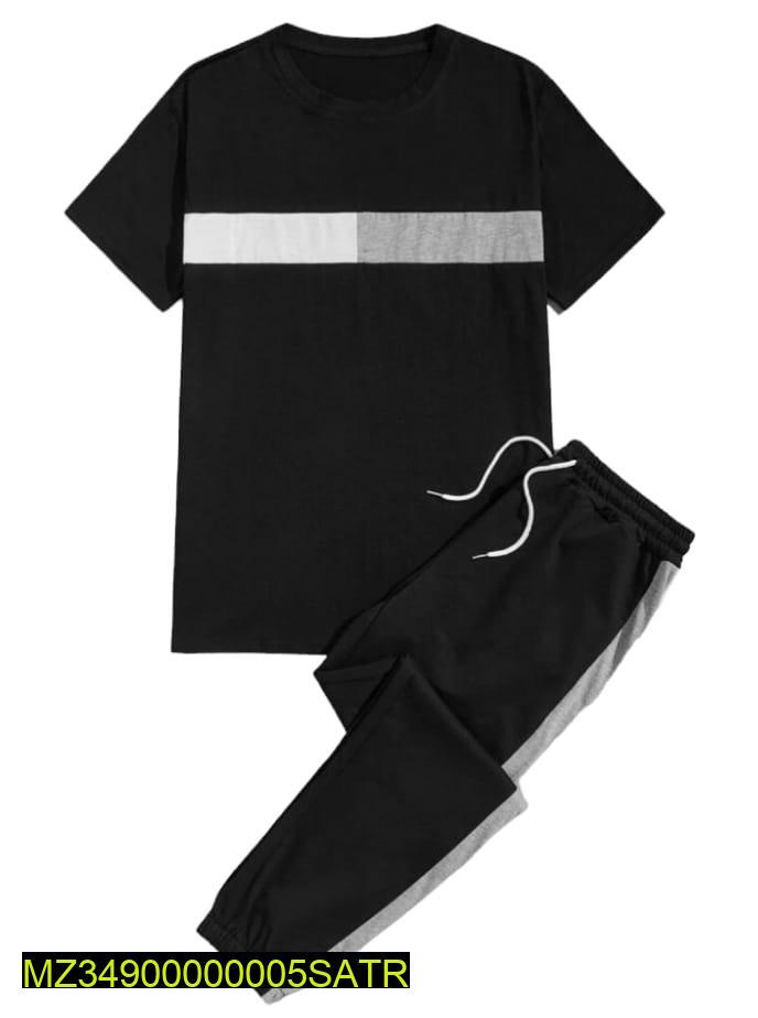 Black Printed Track Suit 2-Piece Set for Men - image 4