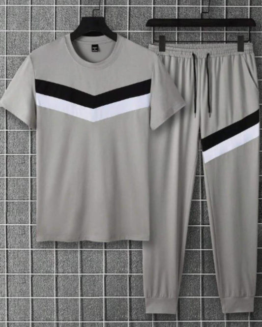 Men's Grey Micro Track Suit Black White Stripe S to XL - image 2