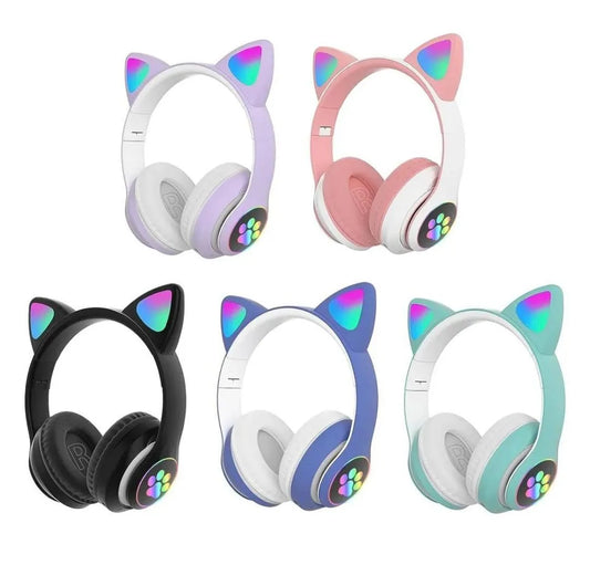 Cat Ear Bluetooth Headphones Pink with LED Lights - image 2