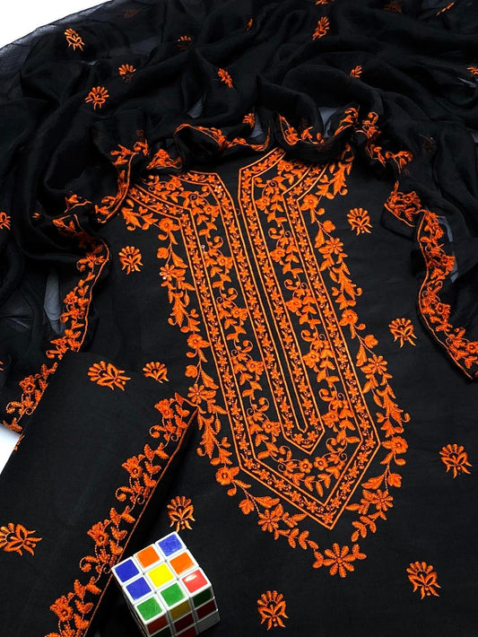 Black Chikankari Embroidered 3-Piece Suit for Eid & Weddings - image 2