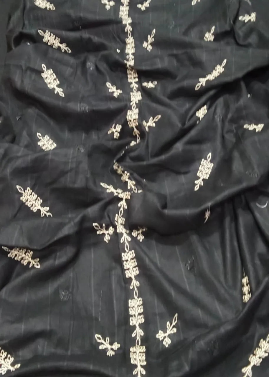 Black Embroidered Lawn 3Pcs Set for Women - Design 1 - image 3