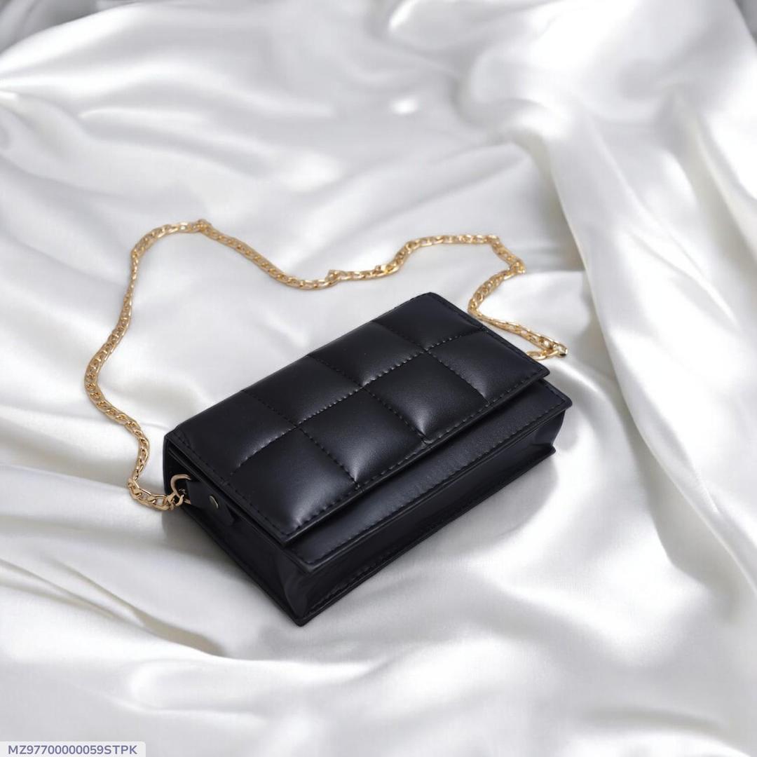 Black Quilted Crossbody Bag for Girls with Gold Chain Strap - image 4