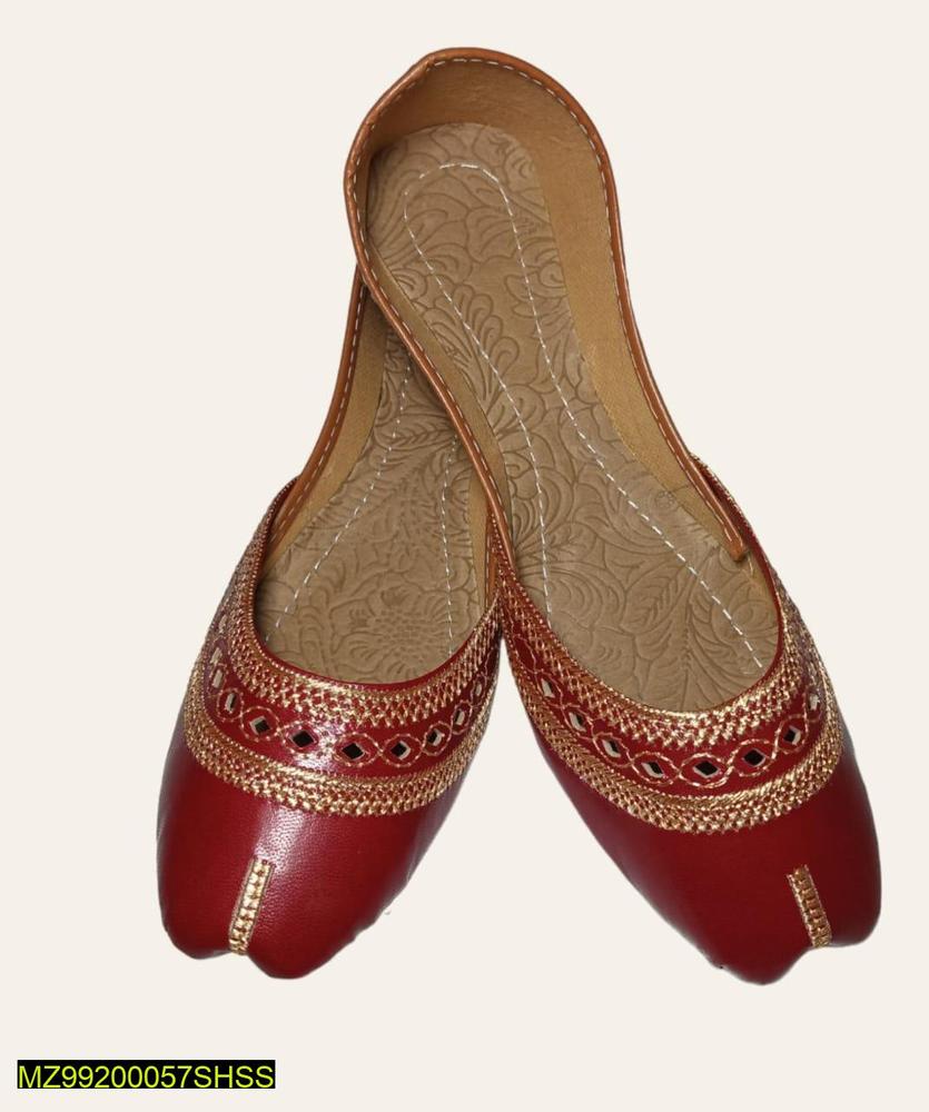 Maroon Khussas with Gold Beads for Women - image 5