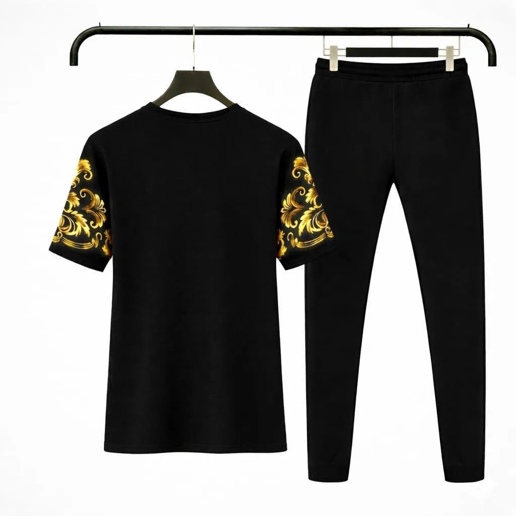 Men Royal Black Gold Track Suit Set - image 3