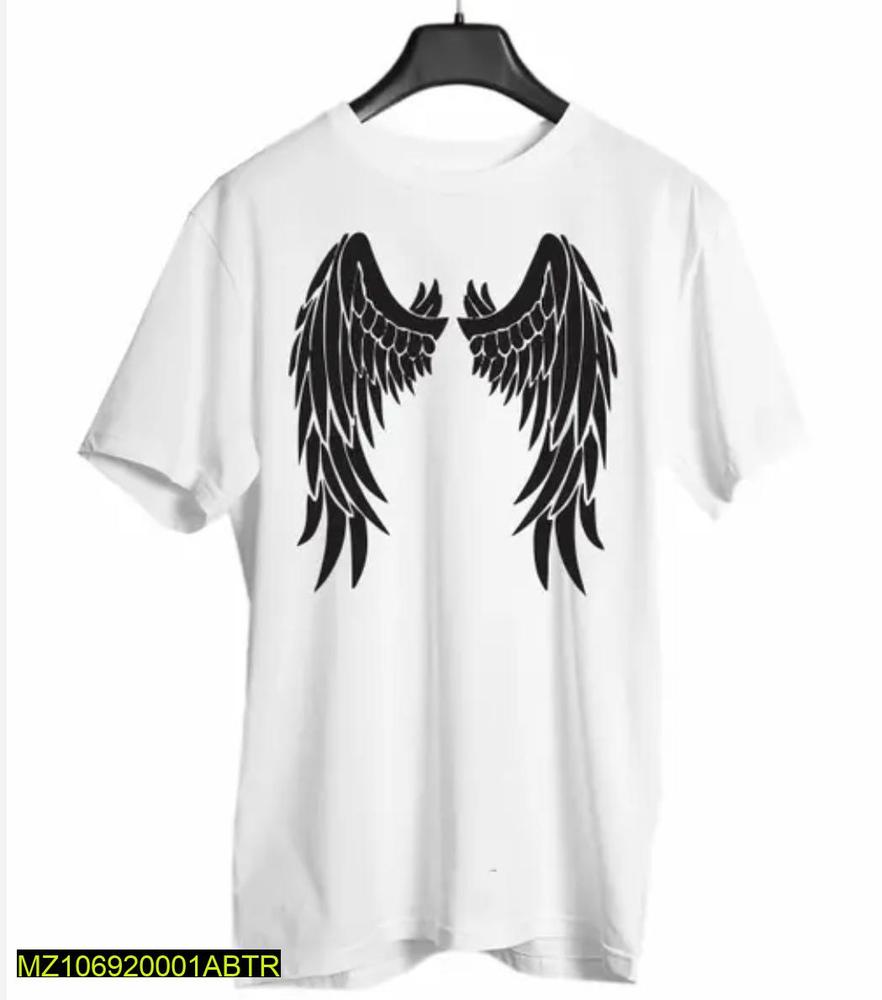 Men White Angel Wings Printed T-Shirt Set Medium to XL - image 6