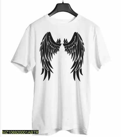 Men White Angel Wings Printed T-Shirt Set Medium to XL - image 6