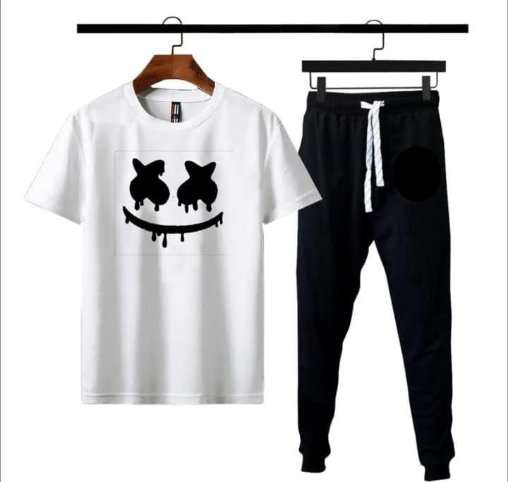 Men Printed Track Suit White Polyester Medium to XL - image 1