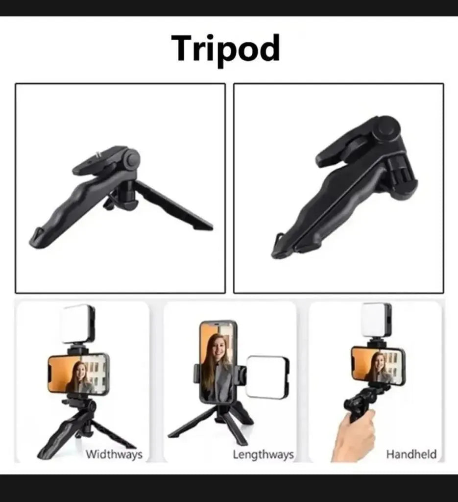 AY-49 Vlogger Kit with Mic Light Tripod Remote Black - image 4