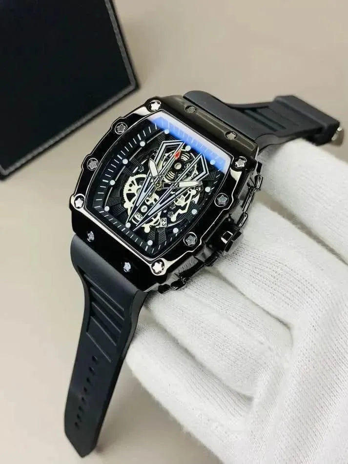 Black Skeleton Chronograph Watch for Men - image 1