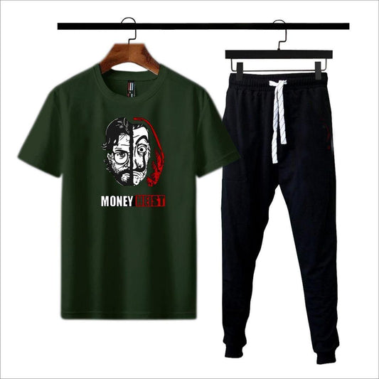 Men Green Printed T-Shirt & Joggers Set - image 1