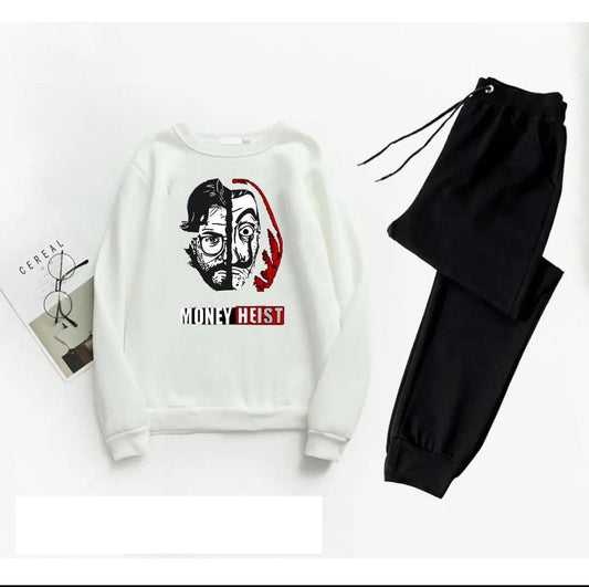 Men Printed Track Suit White Black XL - image 1