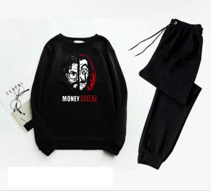 Men Printed Black Track Suit Set - Graphic Design - image 1
