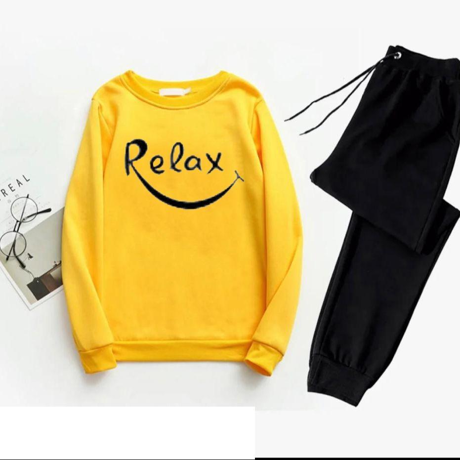 Men Printed Polyester Track Suit Yellow Black Drawstring - image 1