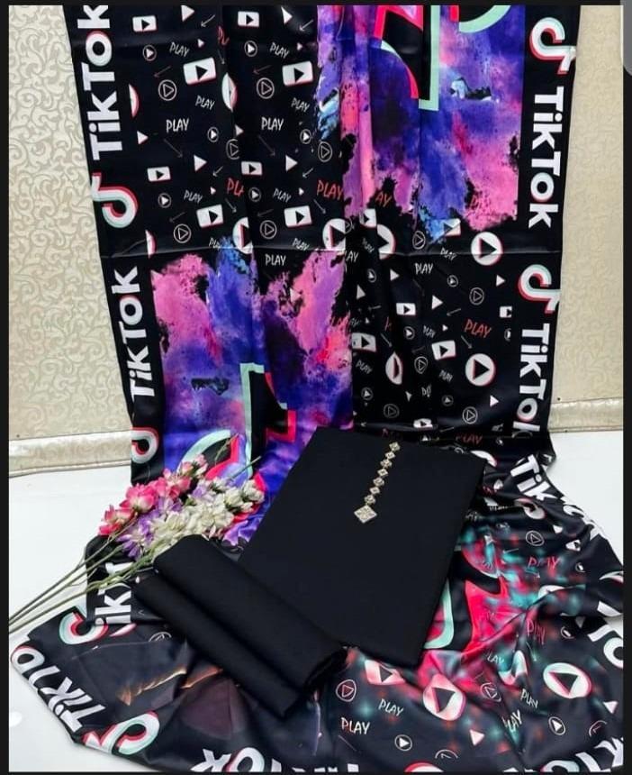 Black Katan Silk Suit with Calligraphy Dupatta for Women - image 2