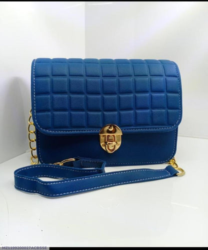 Blue Quilted PU Leather Crossbody Bag for Girls - image 5