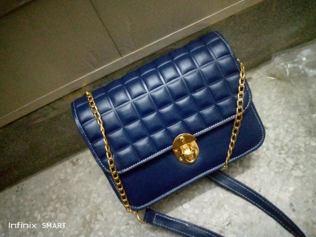 Blue Quilted PU Leather Crossbody Bag for Girls - image 2