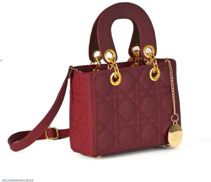 Maroon Quilted Crossbody Bag for Girls with Gold Hardware - image 6
