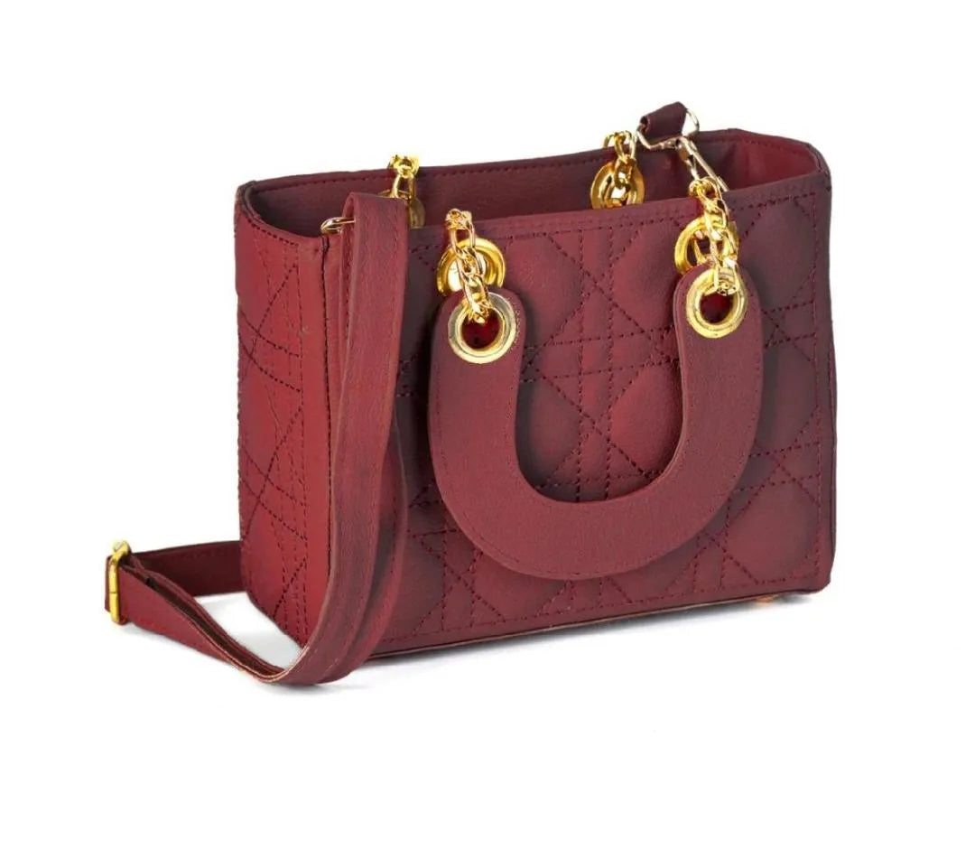 Maroon Quilted Crossbody Bag for Girls with Gold Hardware - image 2
