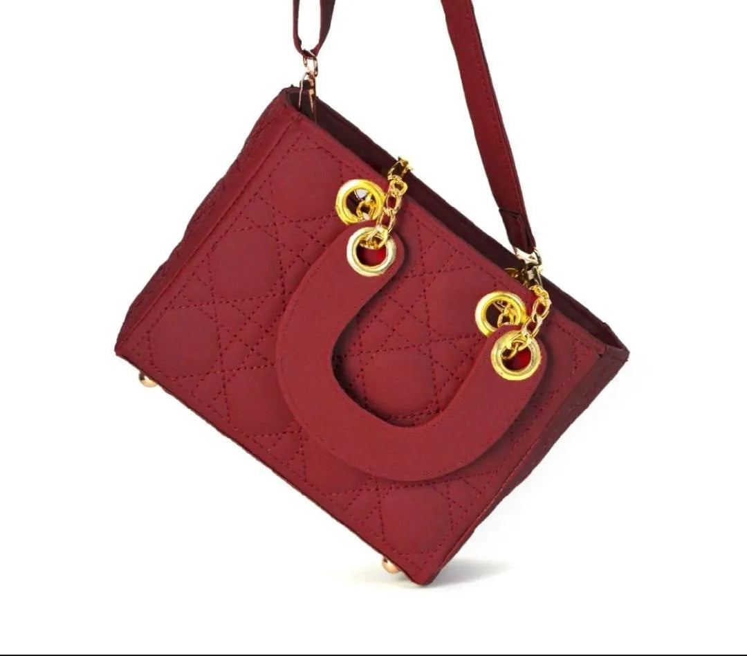 Maroon Quilted Crossbody Bag for Girls with Gold Hardware - image 3