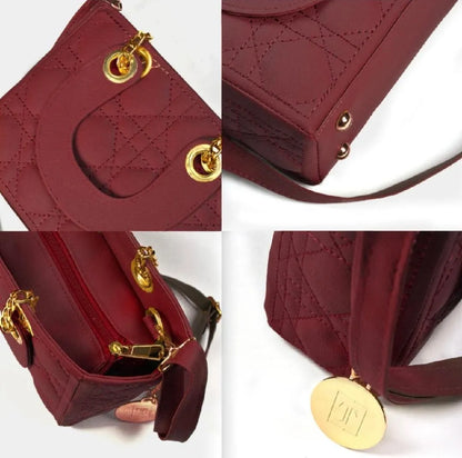 Maroon Quilted Crossbody Bag for Girls with Gold Hardware - image 5