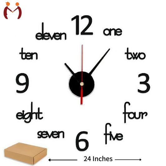 3D Wooden Wall Clock Black White 24" - image 1