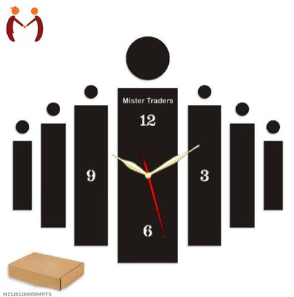 3D Wooden Wall Clock Black Modern Design - image 4