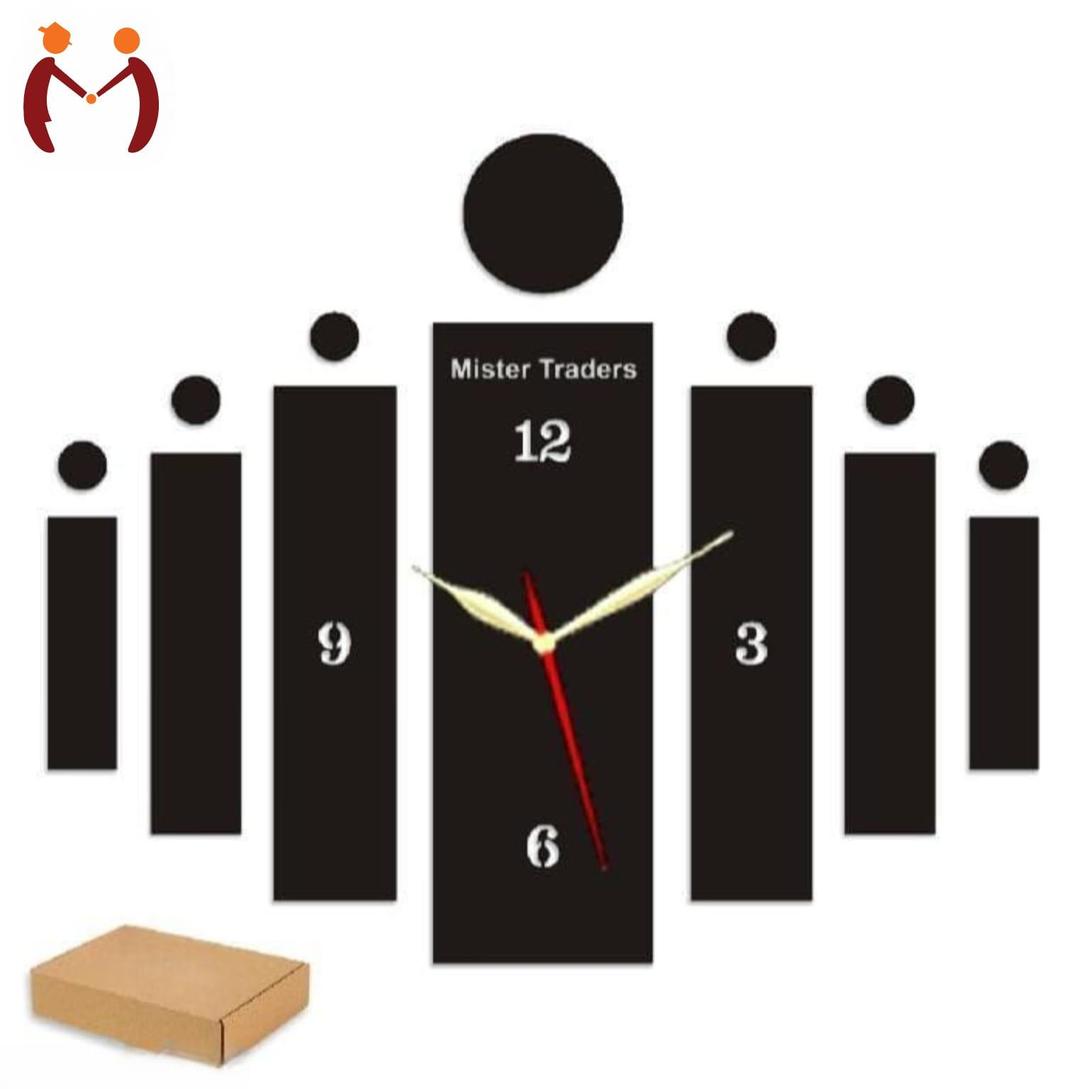 3D Wooden Wall Clock Black Modern Design - image 1