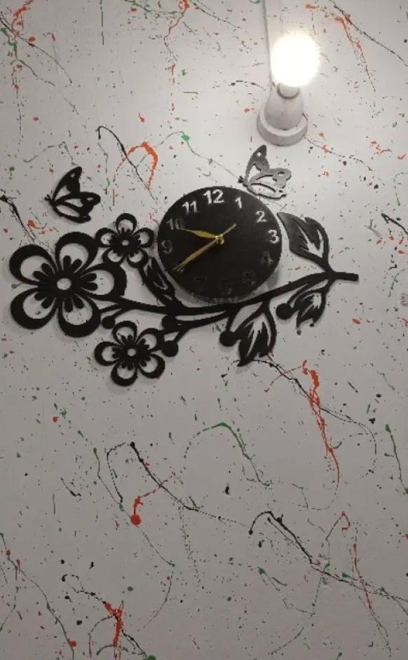 3D Flower Wooden Wall Clock With LED Light - image 5