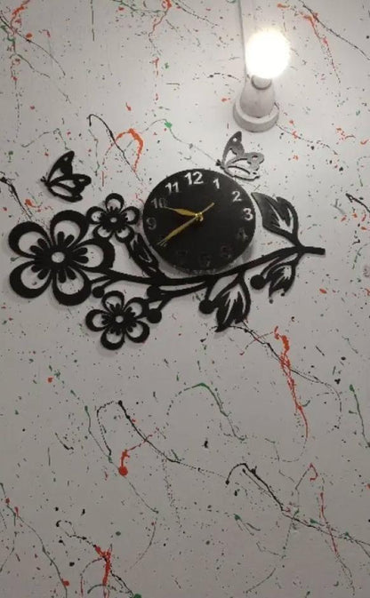 3D Flower Wooden Wall Clock With LED Light - image 5