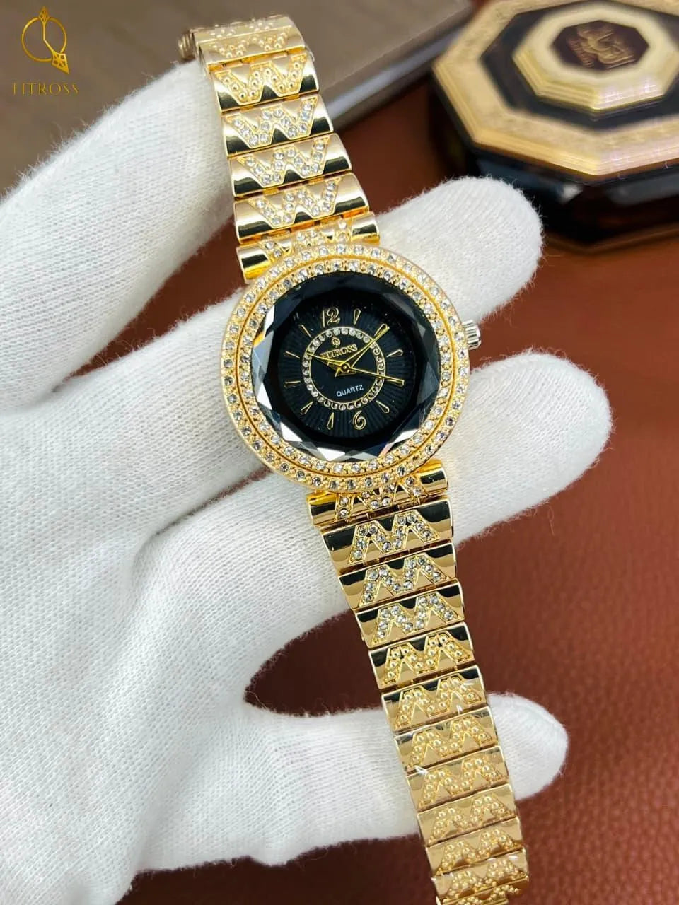 Golden Women's Stone-Studded Watch Set of 3 - image 1