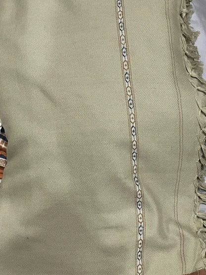 Men's Wool Shawl Green Fringed Warm Pakistan - image 2