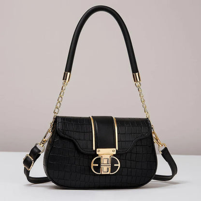 Black Cuff Strap Handbag for Girls with Gold Clasp - image 1