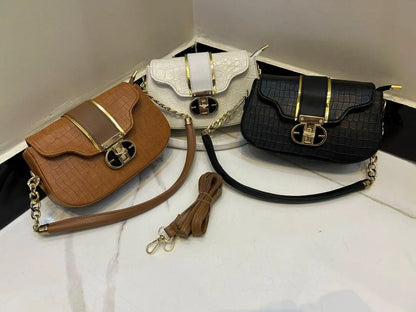 Black Cuff Strap Handbag for Girls with Gold Clasp - image 4