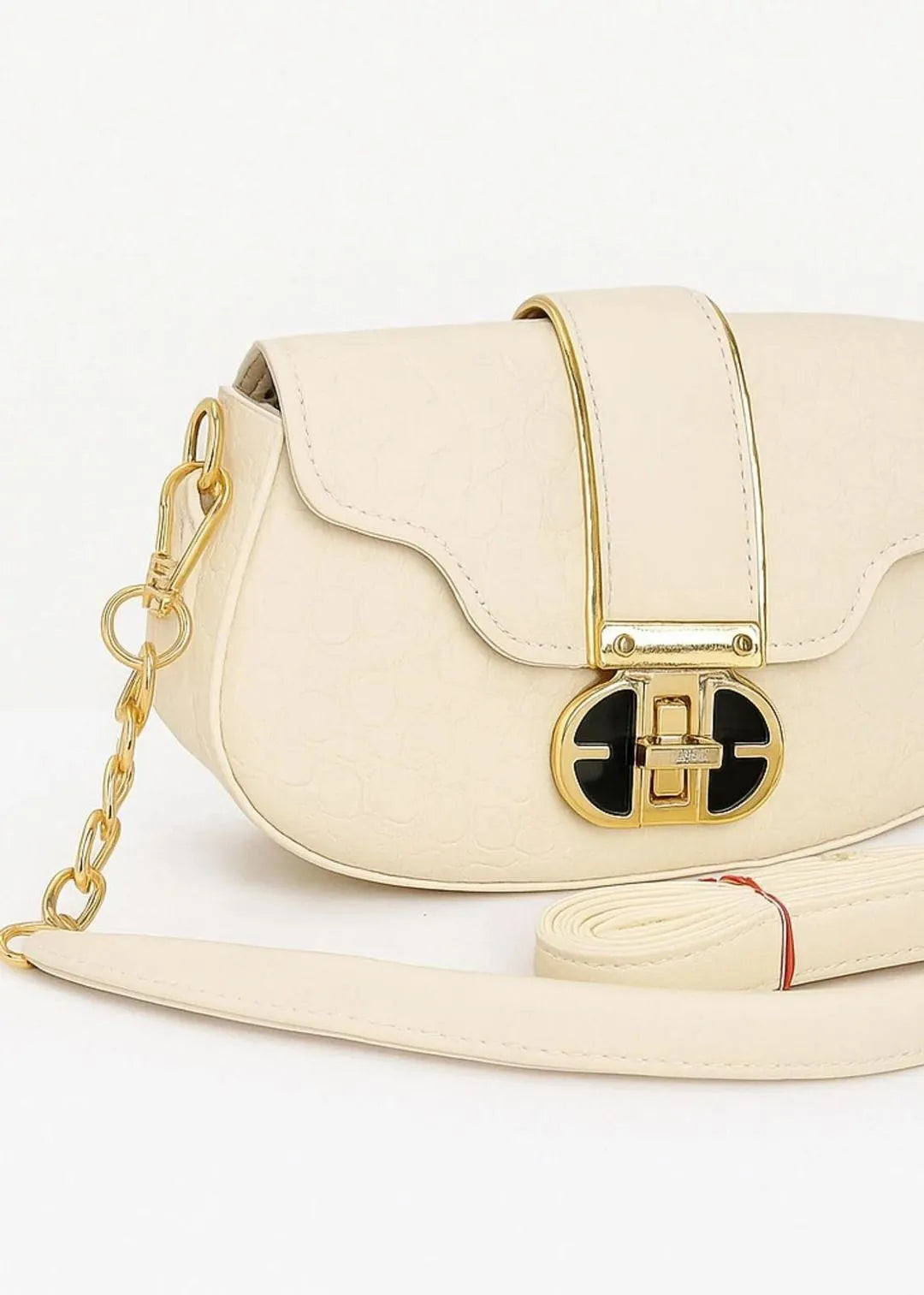 Black Cuff Strap Handbag for Girls with Gold Clasp - image 8