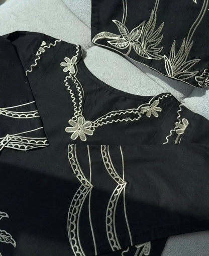 2 Pcs Women's Stitched Cotton Embroidered Shirt And Trouser - image 4