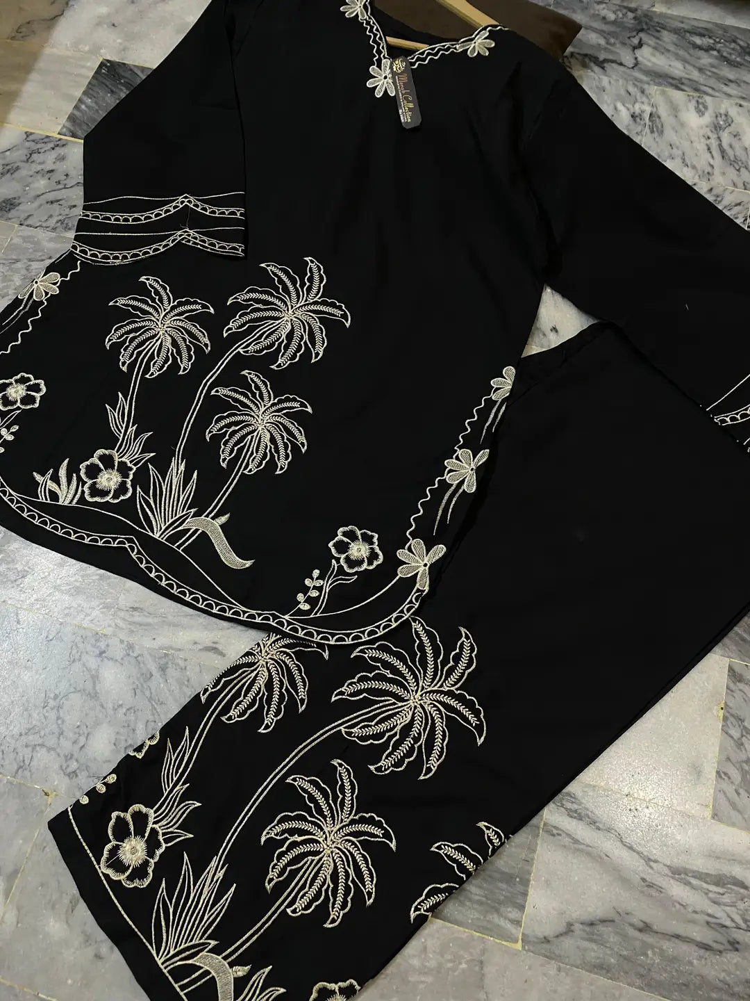 2 Pcs Women's Stitched Cotton Embroidered Shirt And Trouser - image 7